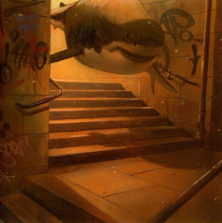 Land Shark by Chris Austin le requin dans l'escalier la fraîcheur des sous-sols