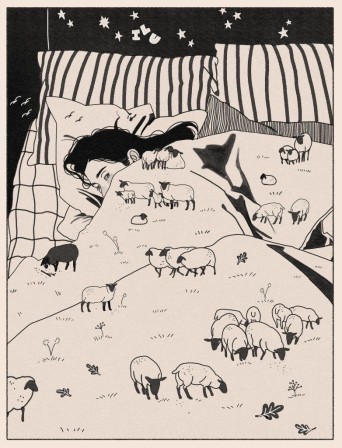 Noah Dao moutons les bêlements du matin sur la couette de la bergère