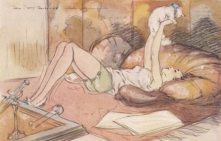 by A.K. MacDonald femme allongée sur le dos dans son lit tenant son chat à bout de bras elle m'avait dit je n'ai pas besoin de toi