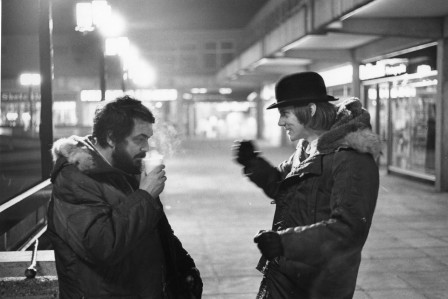 Stanley Kubrick &amp; Malcolm McDowell on the set of A clockwork orange.jpg