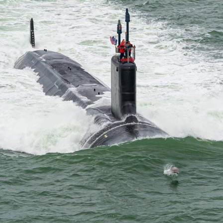 Submarine USS John Warner sous-marin poisson pilote taxi suivez ce dauphin.jpeg, déc. 2021