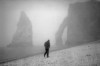 Etretat beach in Snow storm.Photo by Erich Hartmann, 1981 plage d'Etretat sous la neige et le brouillard