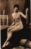 French vintage postcard carte postale et quand elle enlvevait son collier de perles elle était nue